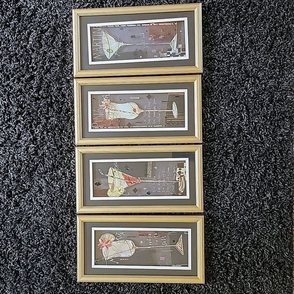 Mod Retro Drink Bar Beverage Wall Decor set of 4 Glass Fronts - Picture 1 of 13